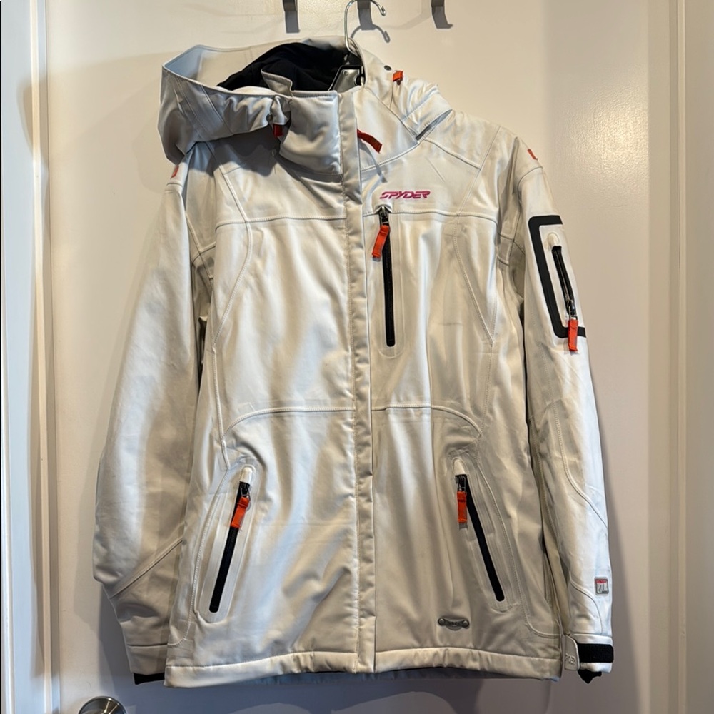 Spyder White Jacket with Black and Red Details